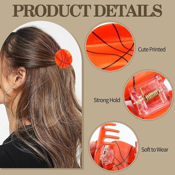 Game Day Sport Hair Clips Set 6pcs Acrylic Hair Accessories for Women Girls main image 6